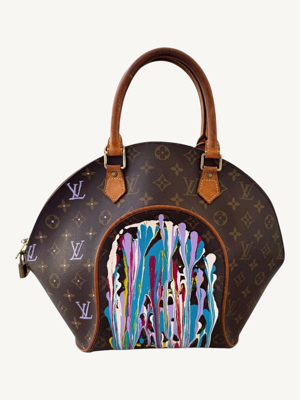Louis Vuitton Ellipse MM Monogram Custom Hand-Painted Art Bag Vintage 1998